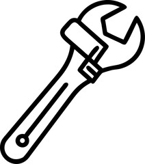 Adjustable wrench with open jaw on white background banner