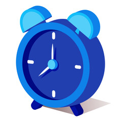 3d blue alarm clock with shiny surface illustration
