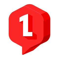 Bold red notification badge with number one graphic
