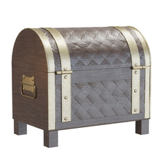 Vintage wooden treasure chest with brass accents.