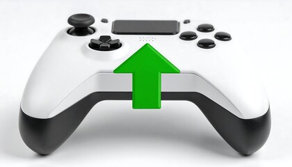 White game controller with green arrow