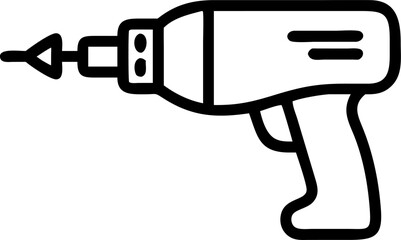 Power drill with trigger and drill bit on white background