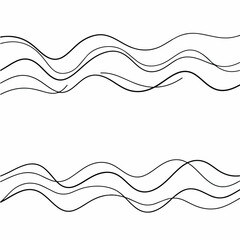 Abstract Black Wavy Lines on White Background Vector Illustration