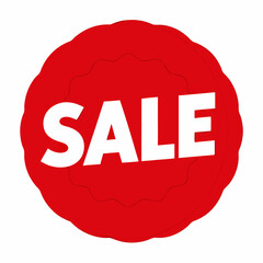 Red round sale badge with white border and 3d effect