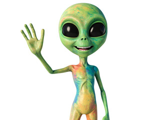 green alien with a smile