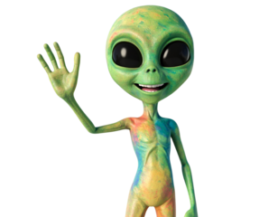 green alien with a smile