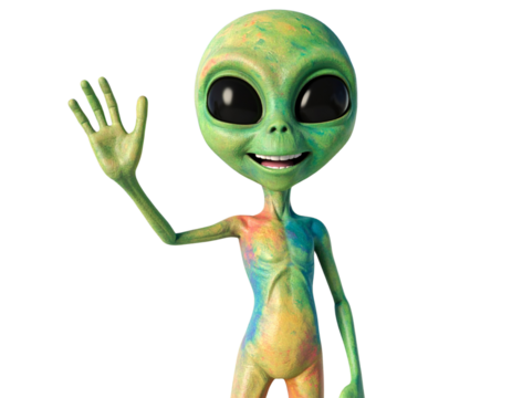 green alien with a smile