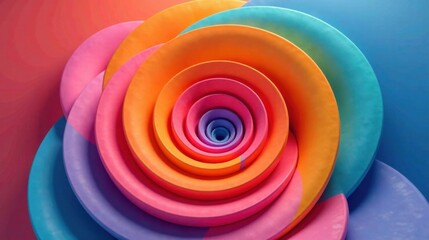 Abstract Colorful Spiral Form A Vivid Composition of Layered Circles in a Rotating Pattern