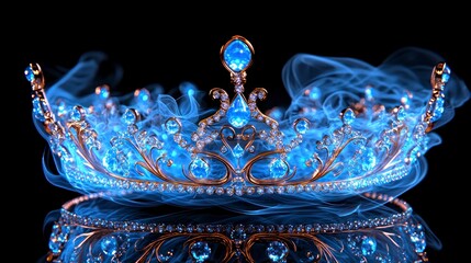 Royal tiara in blue smoke