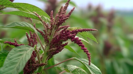Amaranth Weed: Wild Plant with Green Leaves Growing Among Agricultural Crops
