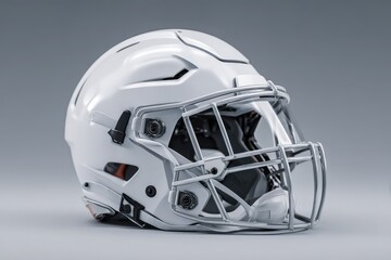 American Football Mask. White Football Helmet Isolated on Grey Background 3D Rendering