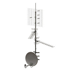Outdoor TV antenna and satellite dish set