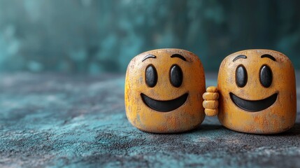 Rusty emoticon friends embrace