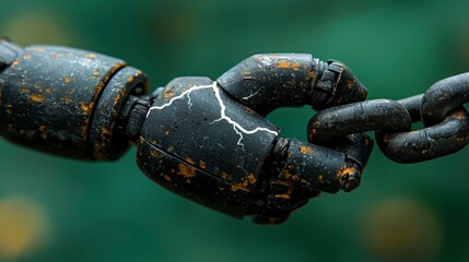 Rusty robotic arm and chain connection