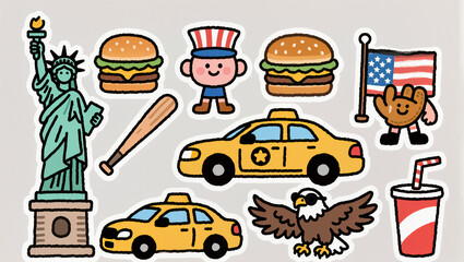 Fototapeta premium American Culture Icon Stickers