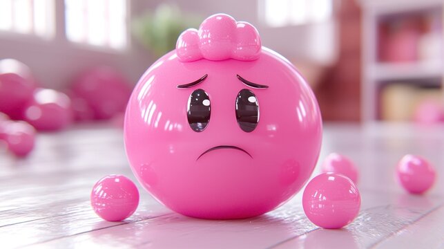 Sad pink blob character on floor
