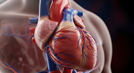 Detailed 3D Anatomical Model of a Human Heart and Blood Vessels