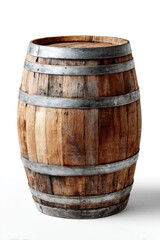 Wooden Barrel Isolated On White Background