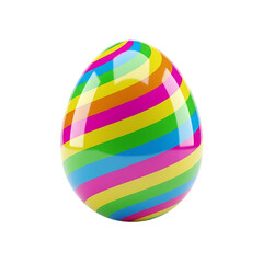 Vibrant striped easter egg with glossy finish isolated on a solid background transparent background