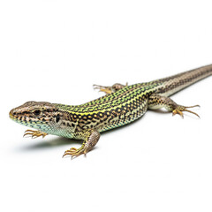 Naklejka premium Detailed Green and Brown Lizard Reptile on Isolated transparent background