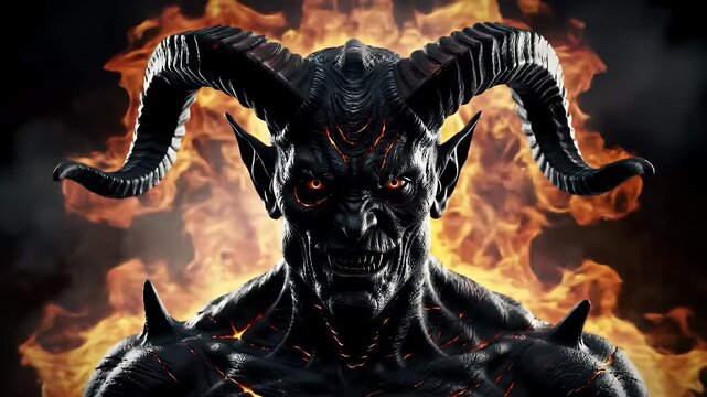 Image of a demonic figure surrounded by flames.