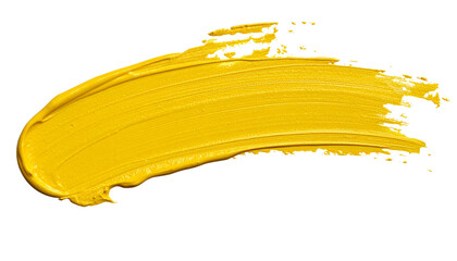 textured abstract yellow paint stroke isolated on transparent background, png