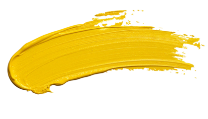 textured abstract yellow paint stroke isolated on transparent background, png