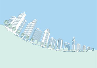 街並みのシルエットイラスト. 大都市のイメージイラスト.