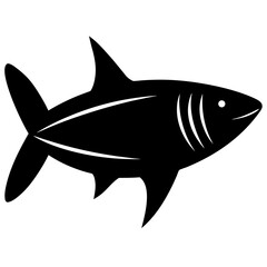 Stylized black silhouette of a shark