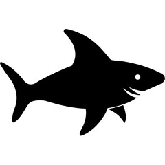 Simple black silhouette of a shark