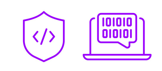 Digital security concept with code and binary data on a laptop