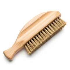 Natural Wooden Scrubbing Brush with Bristles on Isolated transparent background