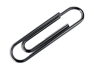 black paper clip isolated on a white background.