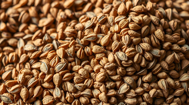 A close up view of a pile of dried cumin seeds showing their texture and color in great detail ai generative