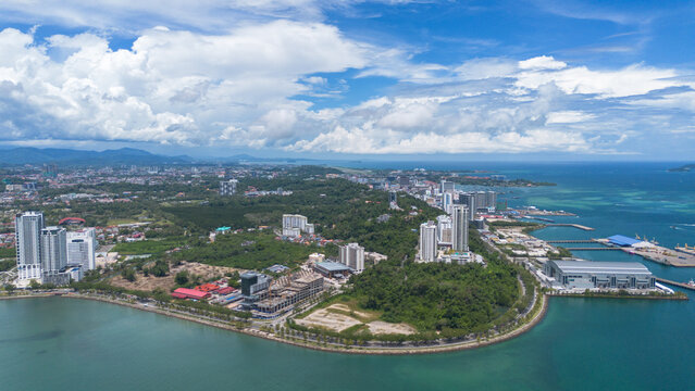 aerial view of the city of Kota Kinabalu sabah malaysia