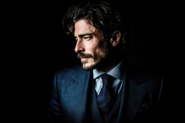 Fototapeta premium Image of attractive man in navy suit