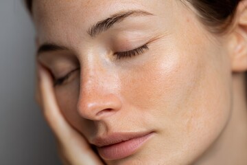 Image of a tired face with blemishes sagging skin and under eye puffiness in a woman highlighting health concerns