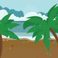 Tropical Beach Scene icon illustration background