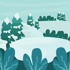 Snowy Winter Landscape icon illustration background