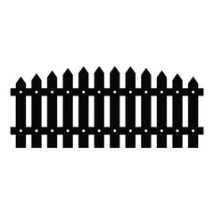 Black silhouette vector illustration of pointed wooden picket fence