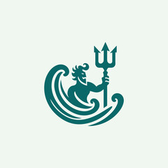 Poseidon God Logo with trident and waves. © Fajarhidayah11