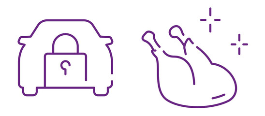 Secure vehicle and roasted poultry icons symbolizing safety and dining.