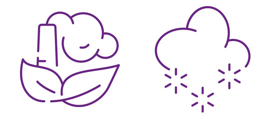 Eco-friendly industrial chimney with clean air and snowflake icons symbolizing environmental protection.