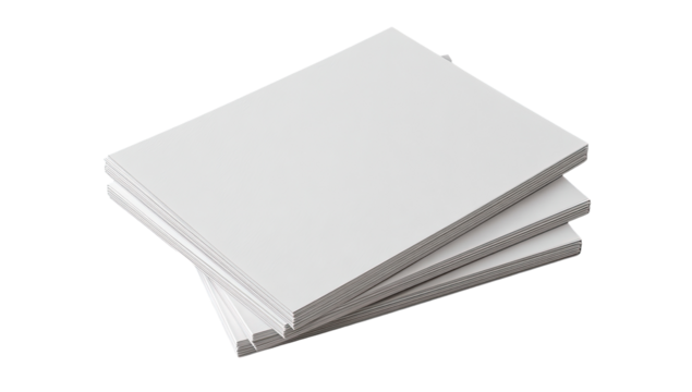 Three sheets of blank, white paper stacked