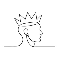 Mind attack or mind shielding line art vector icon for games and websites. Head of a King.