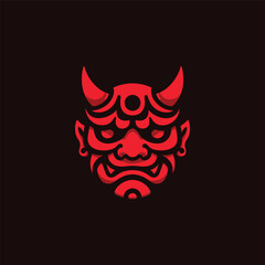 Red oni mask logo