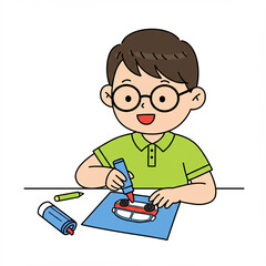 A happy cartoon child with a school book is a fun and creative vector illustration