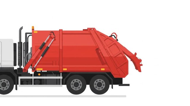 Garbage Truck Stationary Illustration of Sanitation Vehicle