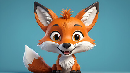 3D cartoon-style fox with a mischievous smile and detailed fur