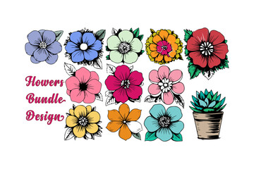 beautiful flowers bundle design